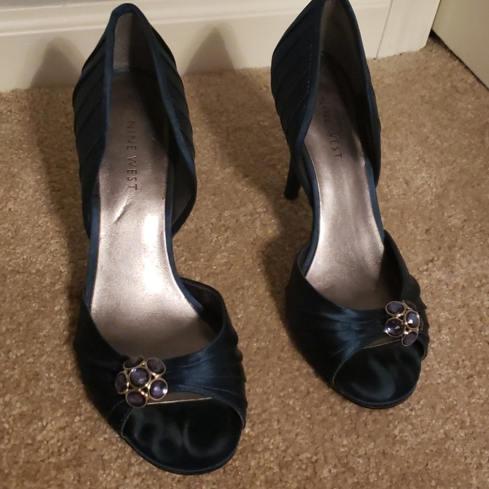Dark blue high heels open toe